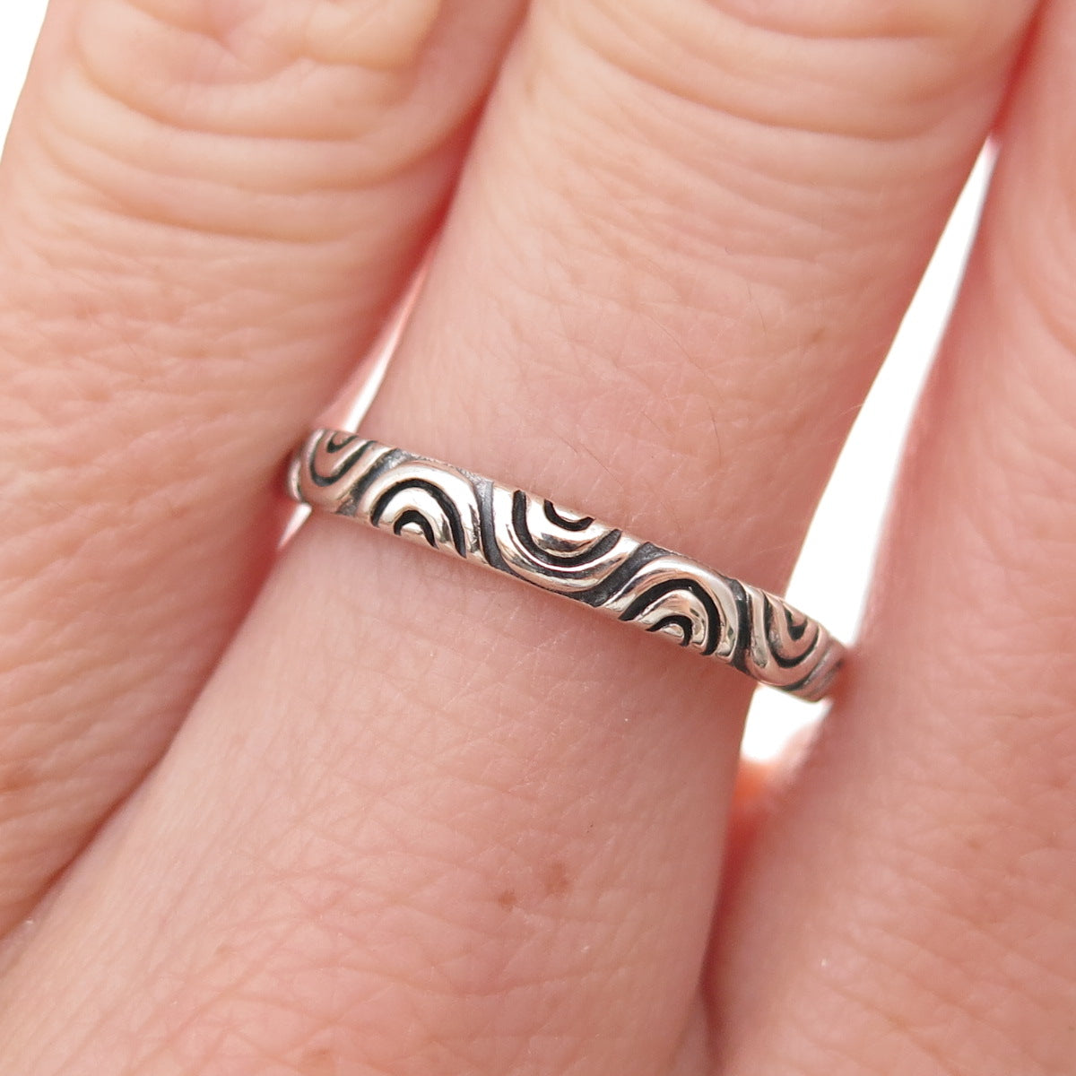SX Sally C 925 Sterling Silver Vintage Wavy Stackable Band Ring Size 7