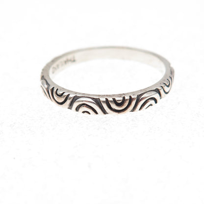 SX Sally C 925 Sterling Silver Vintage Wavy Stackable Band Ring Size 7
