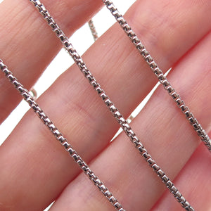 925 Sterling Silver Vintage Italy Round Box Chain Necklace 18"