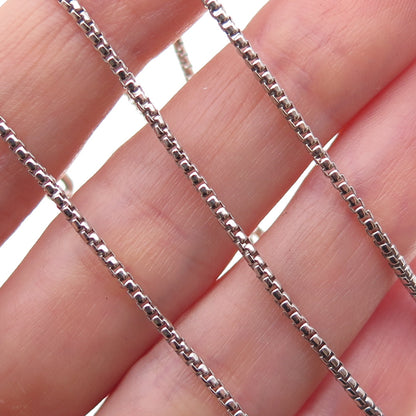 925 Sterling Silver Vintage Italy Round Box Chain Necklace 18"