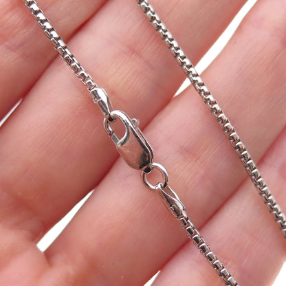 925 Sterling Silver Vintage Italy Round Box Chain Necklace 18"