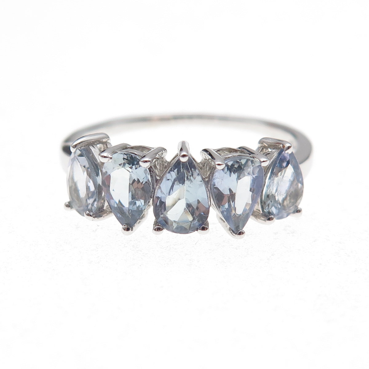 Chuck Clemency 925 Sterling Silver Real Pear-Cut Iolite Ring Size 8.25