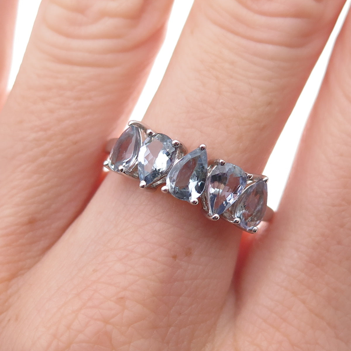 Chuck Clemency 925 Sterling Silver Real Pear-Cut Iolite Ring Size 8.25