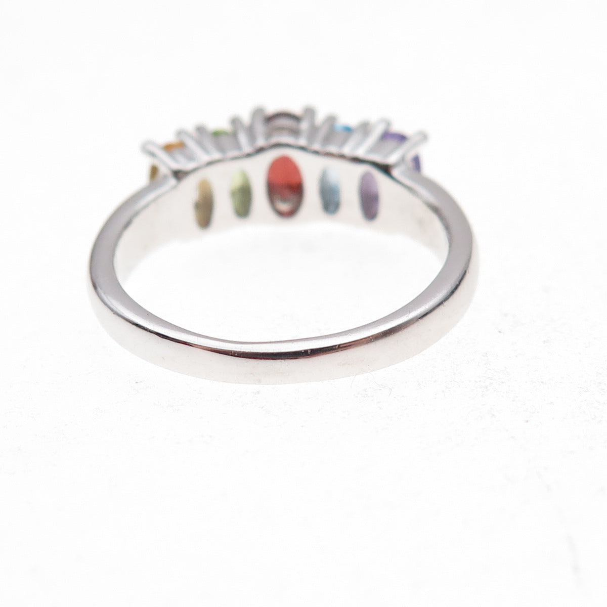 925 Sterling Mexico Real Blue Topaz Amethyst Peridot Citrine Garnet Ring Size 7