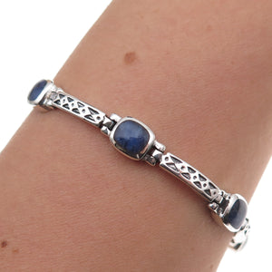 Silpada 925 Sterling Silver Vintage Real Sodalite Bar Link Oxidized Bracelet 7"
