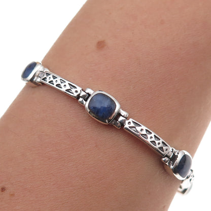 Silpada 925 Sterling Silver Vintage Real Sodalite Bar Link Oxidized Bracelet 7"