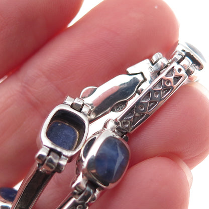 Silpada 925 Sterling Silver Vintage Real Sodalite Bar Link Oxidized Bracelet 7"