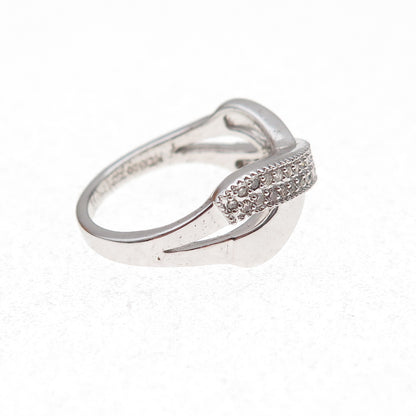925 Sterling Silver Mexico Real Round-Cut Diamond Crisscross Ring Size 7