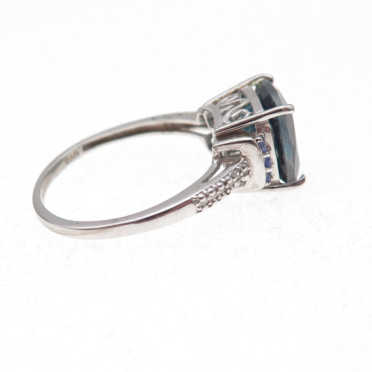 Chuck Clemency Sterling Real Diamond London Blue Topaz Tanzanite Ring Size 9.75