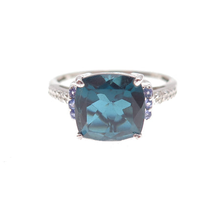 Chuck Clemency Sterling Real Diamond London Blue Topaz Tanzanite Ring Size 9.75