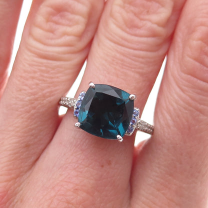Chuck Clemency Sterling Real Diamond London Blue Topaz Tanzanite Ring Size 9.75