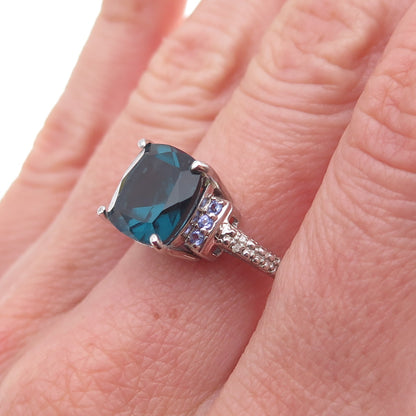 Chuck Clemency Sterling Real Diamond London Blue Topaz Tanzanite Ring Size 9.75