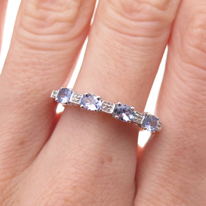 925 Sterling Silver Real Tanzanite & White Topaz Ring Size 8