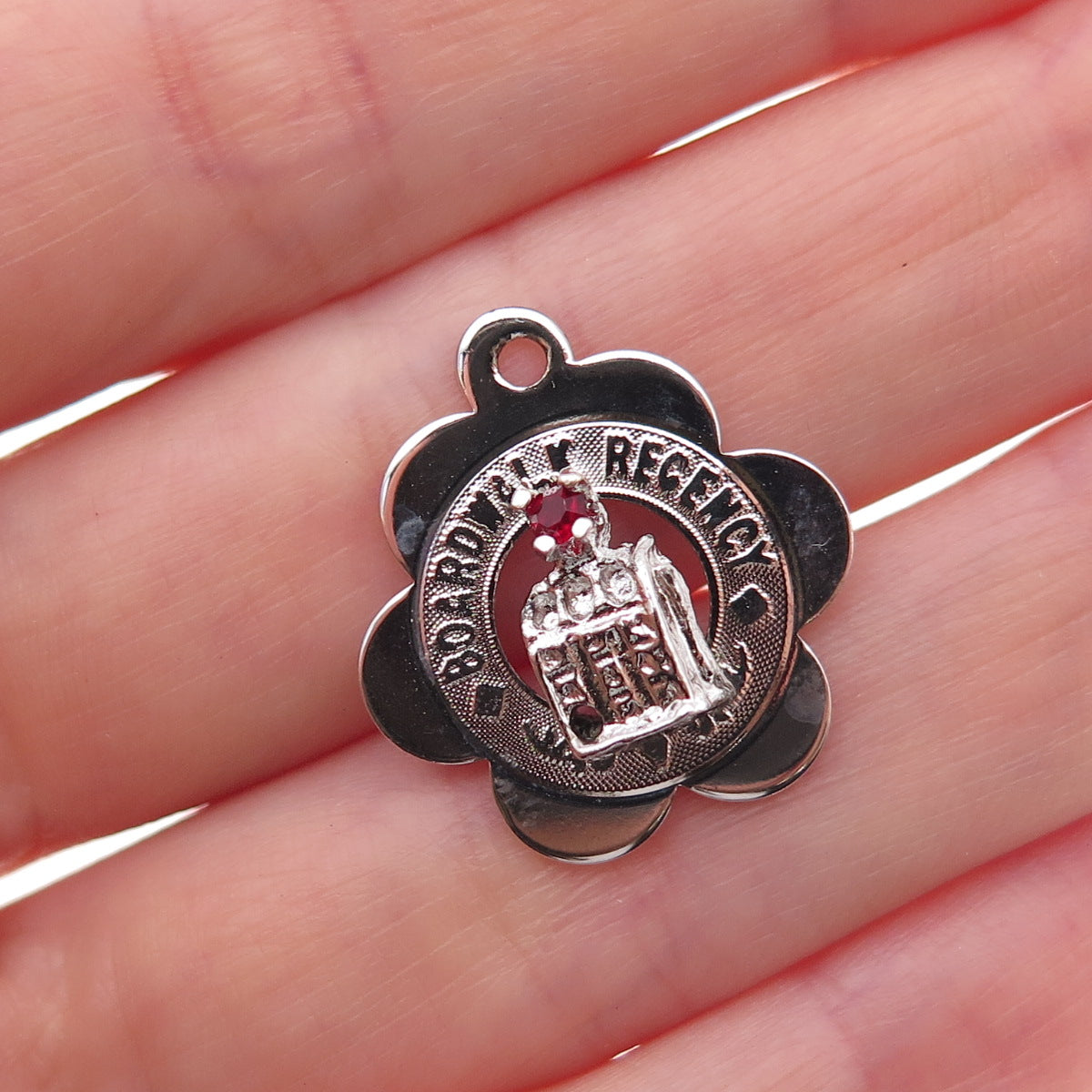 Sasco Sterling Silver Vintage Rhinestone Caesar Boardwalk Casino Charm Pendant