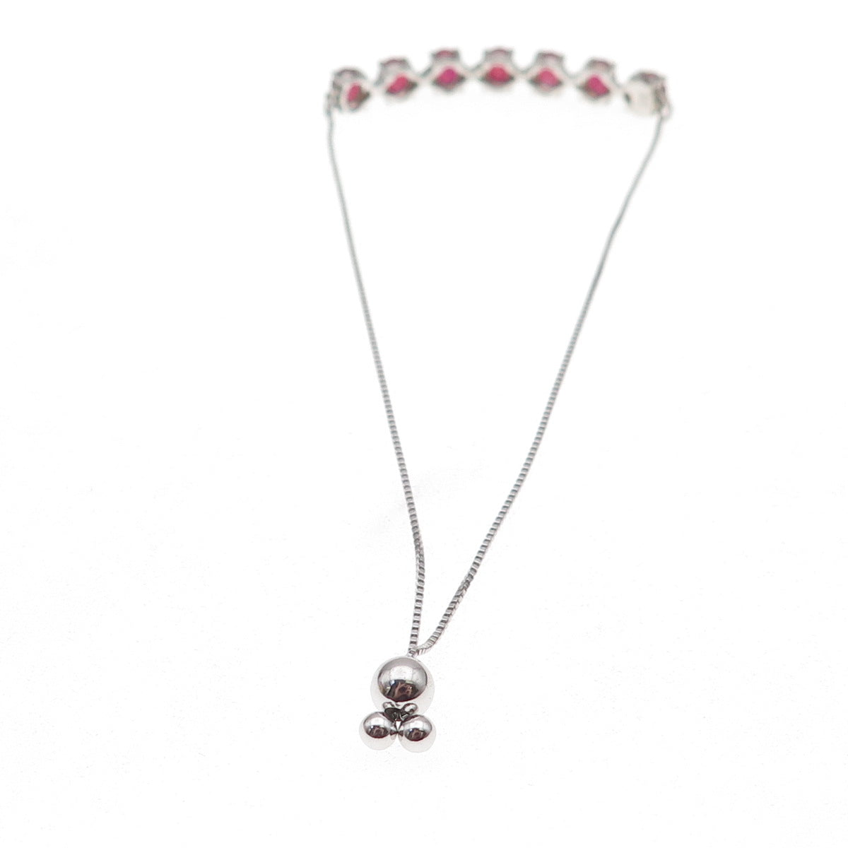 Chuck Clemency 925 Sterling Silver Real Ruby Adjustable Bolo Bracelet 7-9.75"