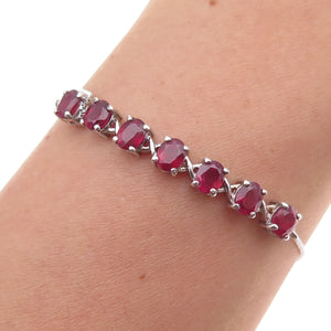 Chuck Clemency 925 Sterling Silver Real Ruby Adjustable Bolo Bracelet 7-9.75"