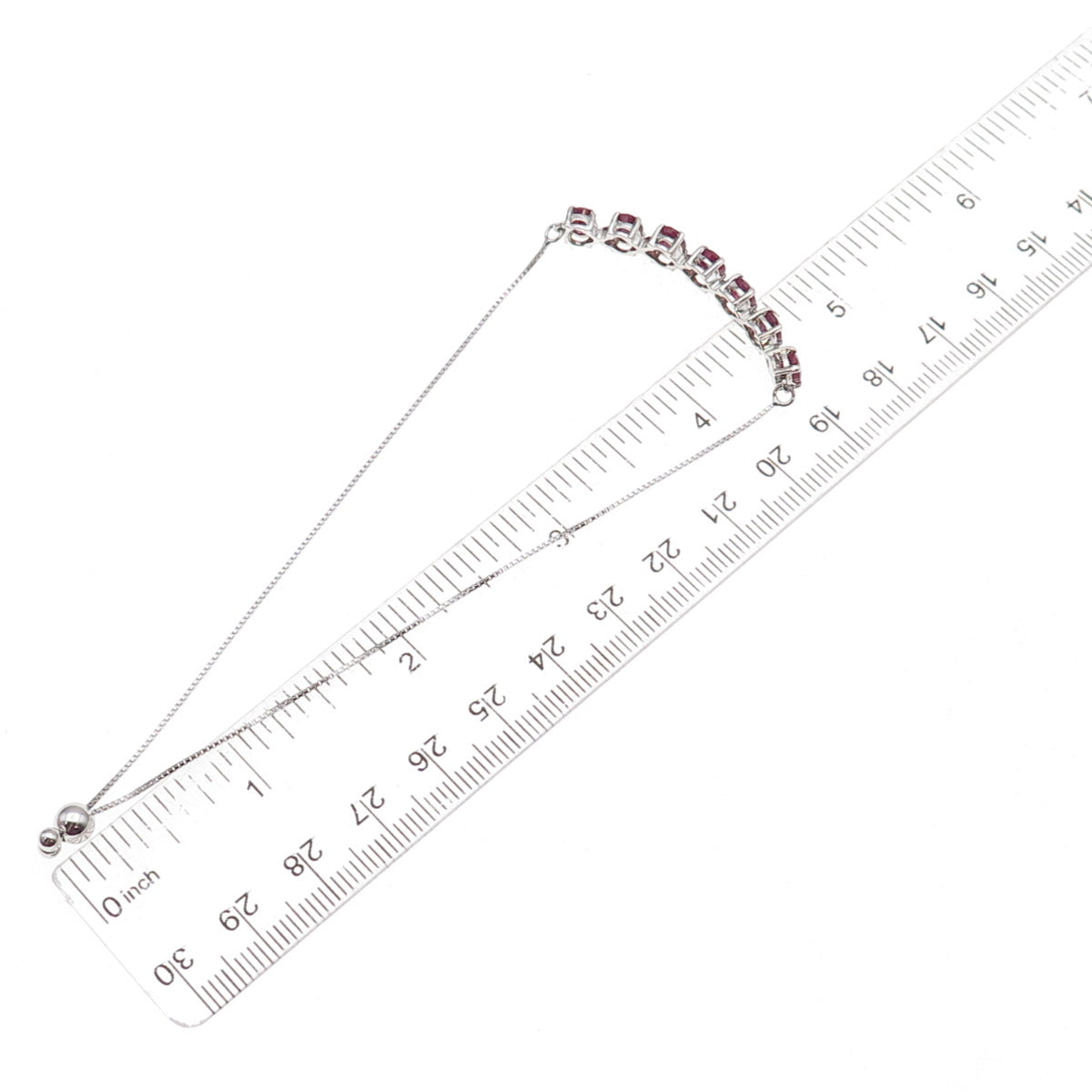 Chuck Clemency 925 Sterling Silver Real Ruby Adjustable Bolo Bracelet 7-9.75"
