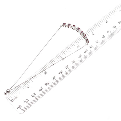 Chuck Clemency 925 Sterling Silver Real Ruby Adjustable Bolo Bracelet 7-9.75"