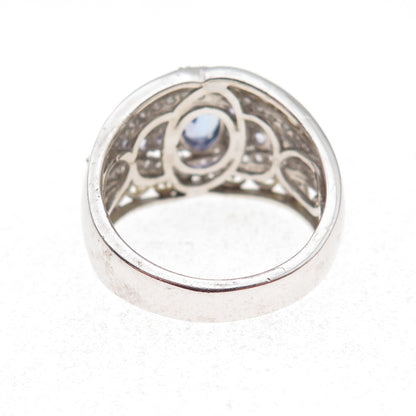 Chuck Clemency 925 Sterling 2-Tone Real Tanzanite & White Topaz Ring Size 8.25