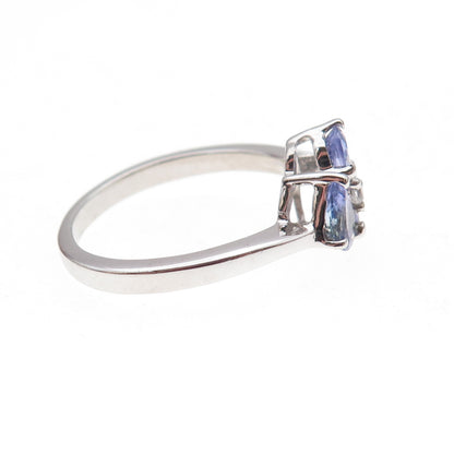 925 Sterling Silver Real Tanzanite & White Topaz Ring Size 8