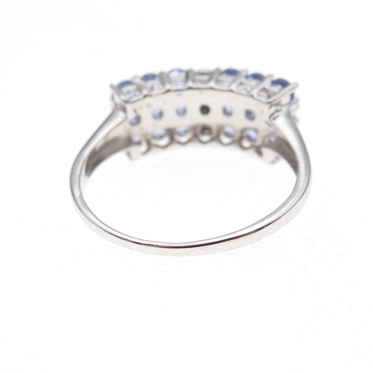 925 Sterling Silver Real Round-Cut Diamond & Tanzanite Ring Size 8.25