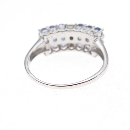 925 Sterling Silver Real Round-Cut Diamond & Tanzanite Ring Size 8.25