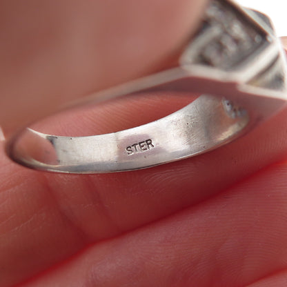 925 Sterling Silver Vintage Round-Cut C Z Arrow Ring Size 8.5