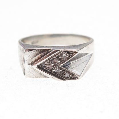 925 Sterling Silver Vintage Round-Cut C Z Arrow Ring Size 8.5