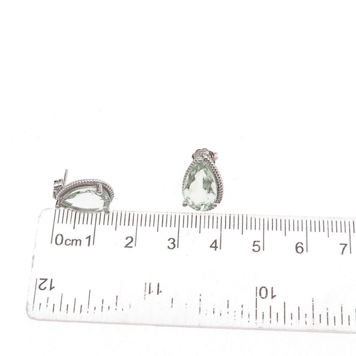 Atelier 925 Sterling Silver Mexico Real Pear-Cut Green Amethyst Earrings
