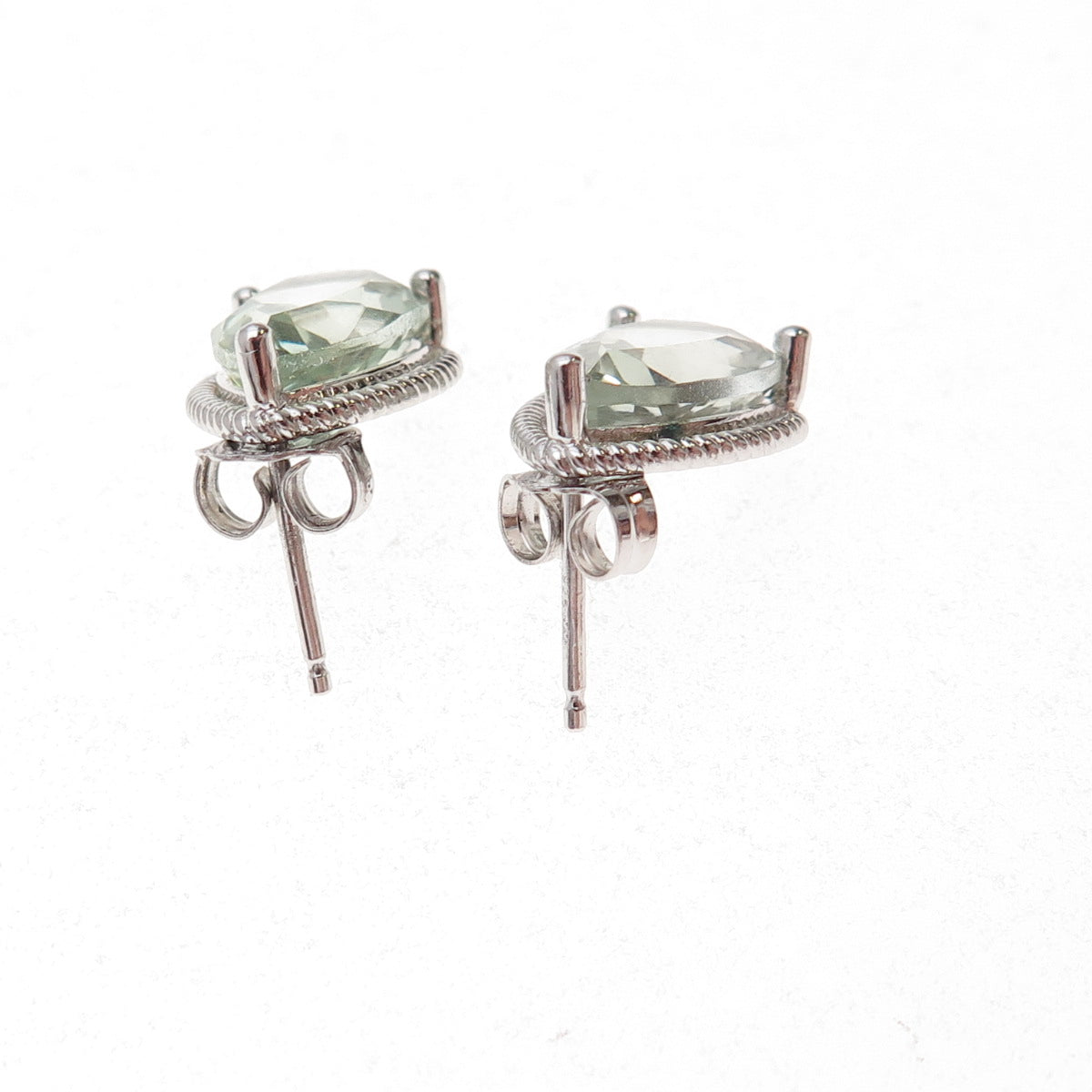 Atelier 925 Sterling Silver Mexico Real Pear-Cut Green Amethyst Earrings