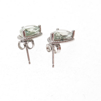 Atelier 925 Sterling Silver Mexico Real Pear-Cut Green Amethyst Earrings
