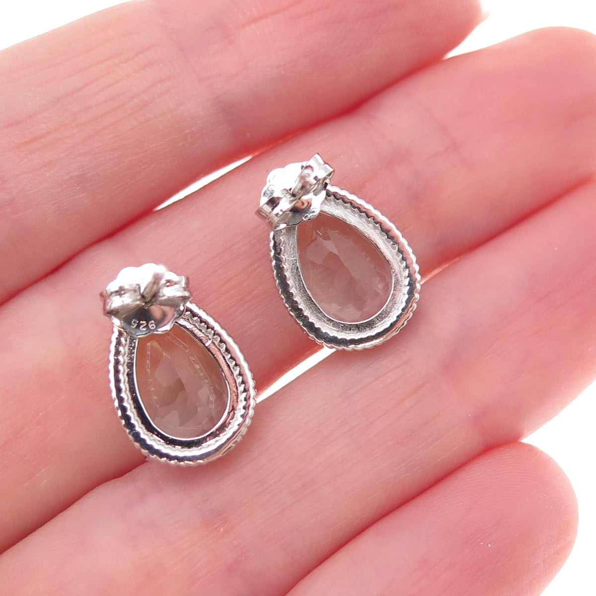 Atelier 925 Sterling Silver Mexico Real Pear-Cut Green Amethyst Earrings