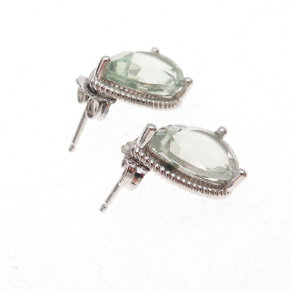 Atelier 925 Sterling Silver Mexico Real Pear-Cut Green Amethyst Earrings