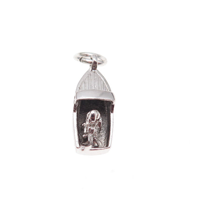 925 Sterling Silver Antique Art Deco Motorboat 3D Charm Pendant
