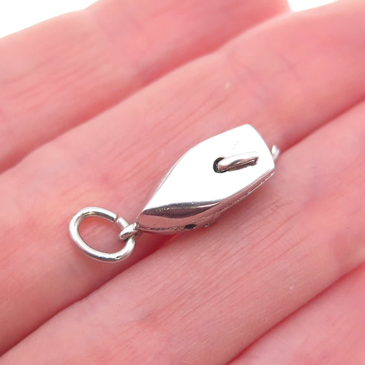 925 Sterling Silver Antique Art Deco Motorboat 3D Charm Pendant