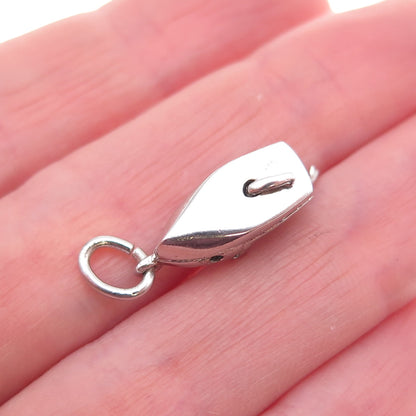 925 Sterling Silver Antique Art Deco Motorboat 3D Charm Pendant