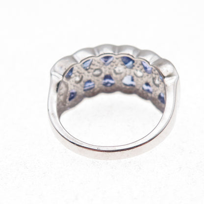 925 Sterling Silver Real Tanzanite & White Topaz Ring Size 8