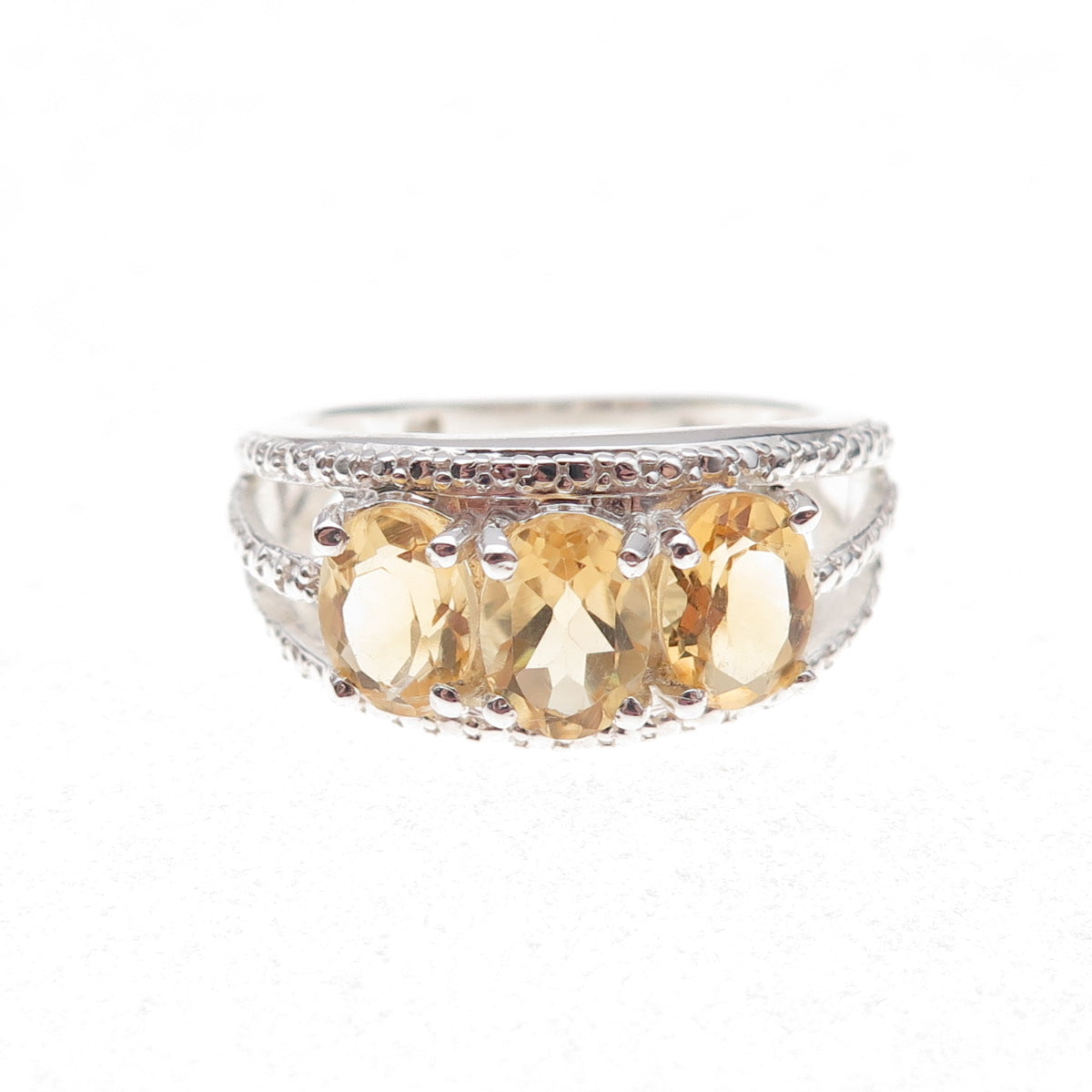 Chuck Clemency 925 Sterling Silver Real Oval-Cut Citrine Ring Size 8