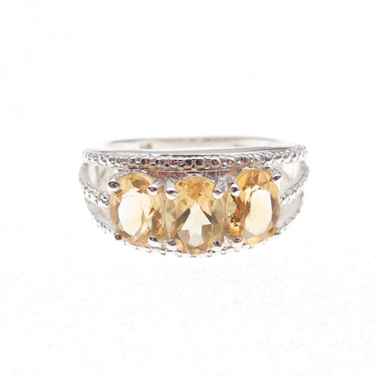 Chuck Clemency 925 Sterling Silver Real Oval-Cut Citrine Ring Size 8