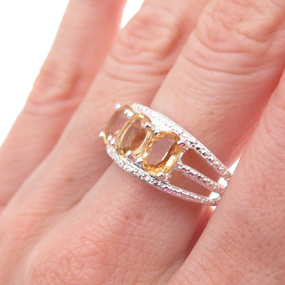 Chuck Clemency 925 Sterling Silver Real Oval-Cut Citrine Ring Size 8