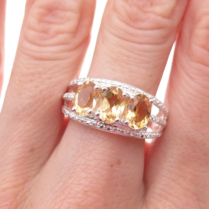 Chuck Clemency 925 Sterling Silver Real Oval-Cut Citrine Ring Size 8