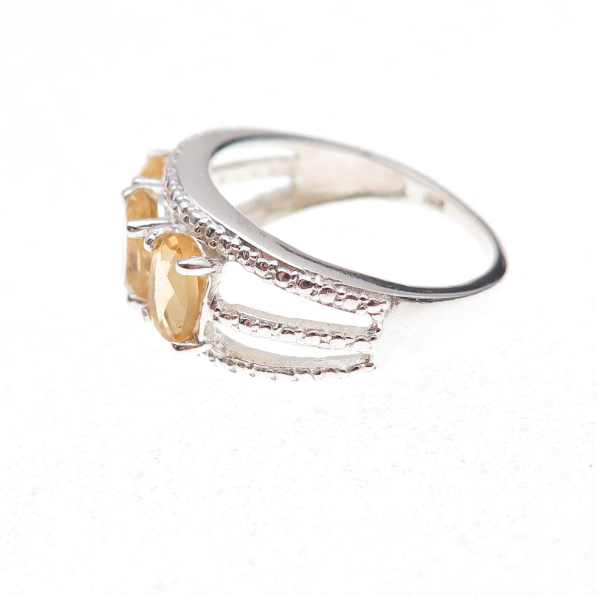 Chuck Clemency 925 Sterling Silver Real Oval-Cut Citrine Ring Size 8