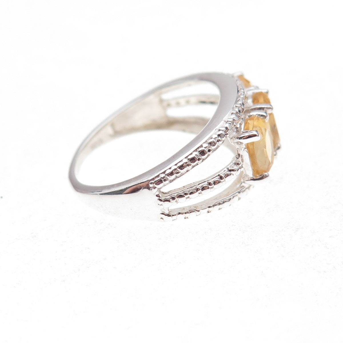 Chuck Clemency 925 Sterling Silver Real Oval-Cut Citrine Ring Size 8