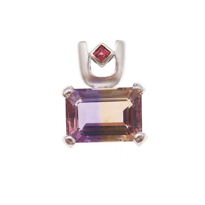 925 Sterling Silver Real Ametrine & Red Garnet Charm Pendant