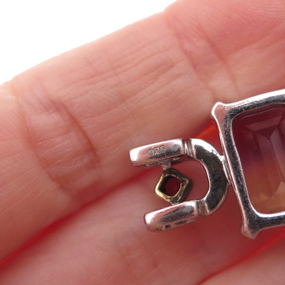 925 Sterling Silver Real Ametrine & Red Garnet Charm Pendant