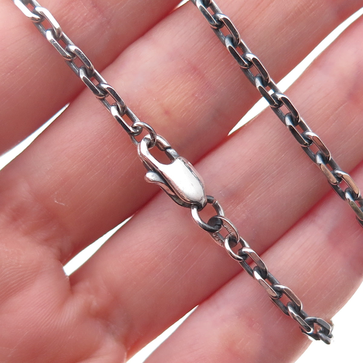 925 Sterling Silver Vintage Oxidized Cable Chain Necklace 18"