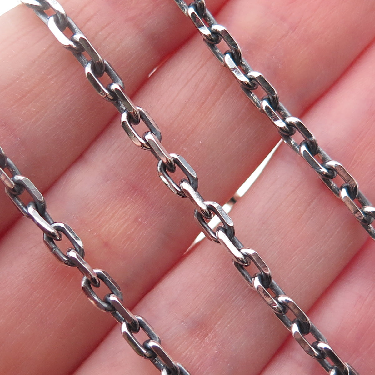 925 Sterling Silver Vintage Oxidized Cable Chain Necklace 18"