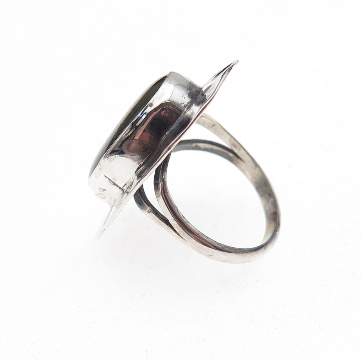 Frank & Sally Ramone Old Pawn 925 Sterling Vintage Abalone Shell Ring Size 5.5