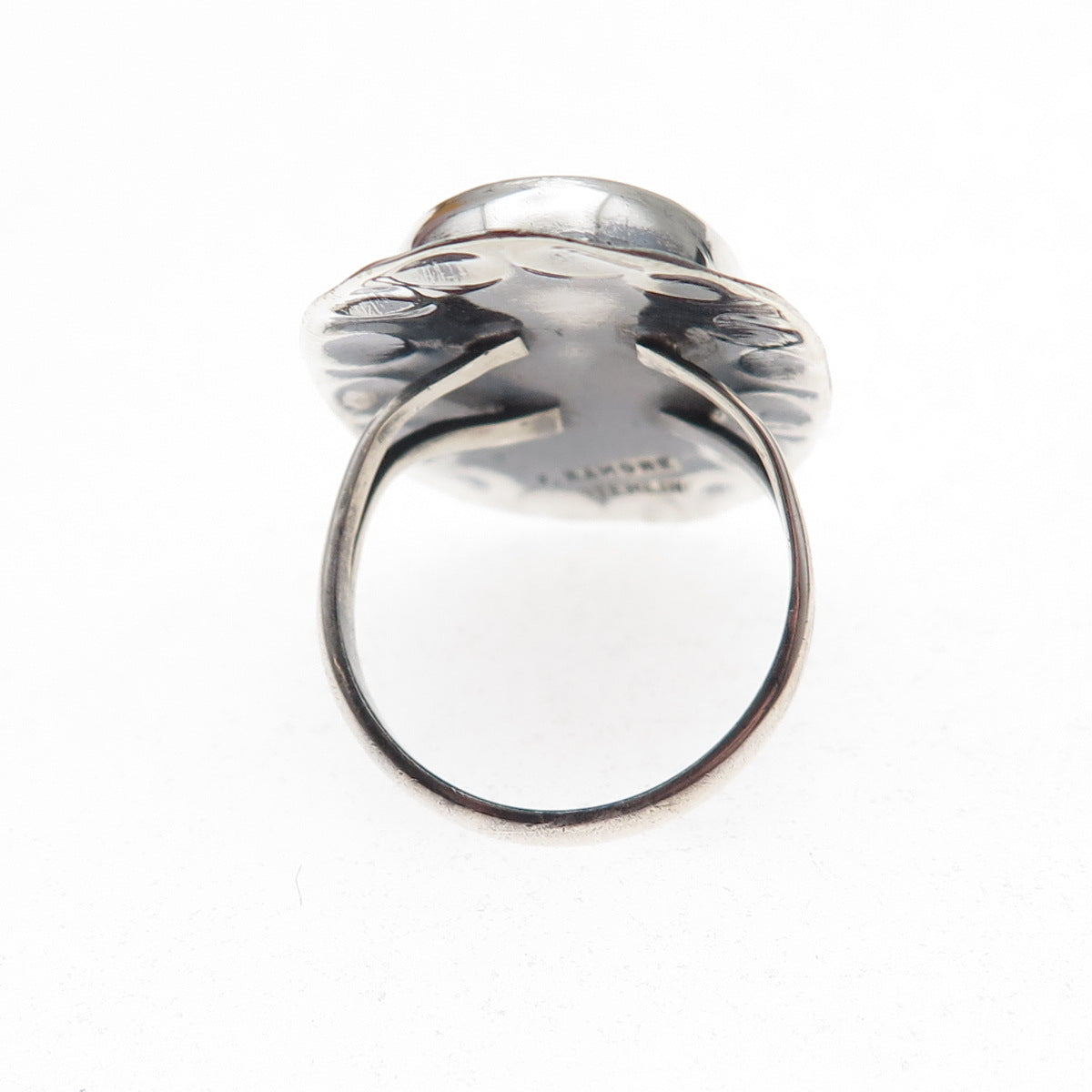 Frank & Sally Ramone Old Pawn 925 Sterling Vintage Abalone Shell Ring Size 5.5