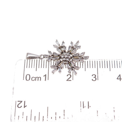 Jacmel Mauritius & Disney 925 Sterling Silver C Z Snowflake Charm Pendant
